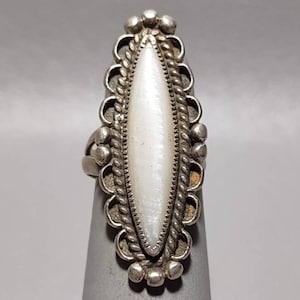Navajo Sterling Silver Pärlemorring - Storlek 5 Sydvästlig Ring