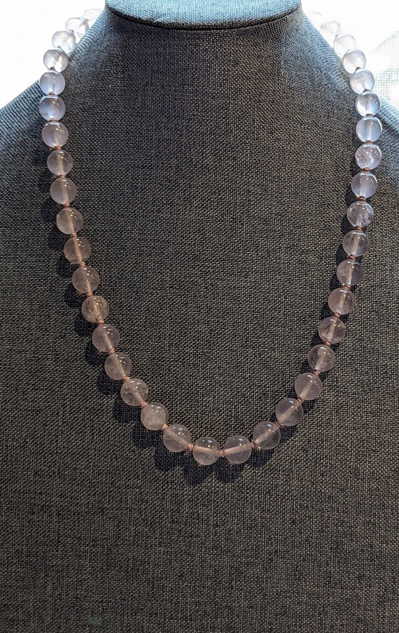 Antique Chinese Rose Quartz Bead Necklace-Fine 12m