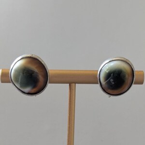 Operculum Shell Sterling Silver Earrings - Vintage Fine Screwbacks - 1930s Era