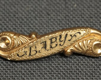 Victorian Taille D&#39;Epergne Gold Filled Baby Pin,Antique Fine Jewelry