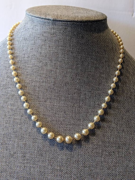 Signed Faux Champagne 8mm Pearl Choker Necklace Si