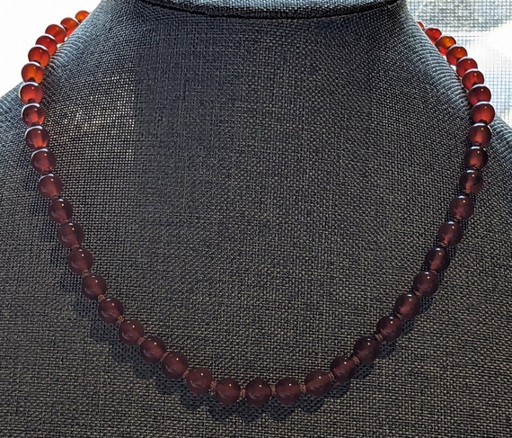 Chinese Carnelian Bead Necklace-Vintage Chinese E… - image 1