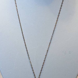 Puede incluir: Un collar de cadena de oro con un colgante que presenta una piedra preciosa roja engastada en un marco ovalado de oro.