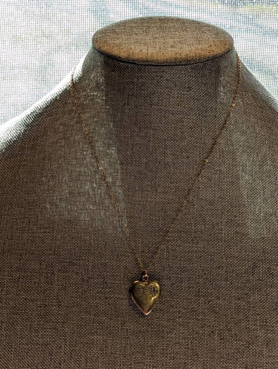 12k Gold Over Sterling Etched Heart Picture Locket