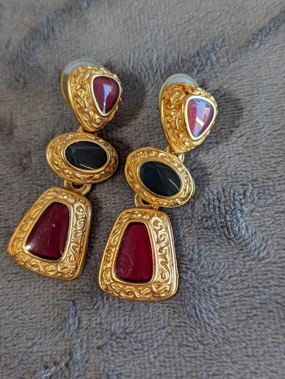 Anne Klein Gripoix Earrings-Vintage Byzantine Etr… - image 5