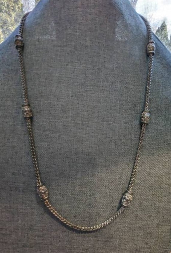 Vintage Napier Silver Bead Chain Necklace Signed 3