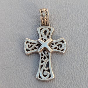 Sterling Silver Modernist Cross-925 Pendant - Signed SU Thailand  - Christian Jewelry - Religious Gift
