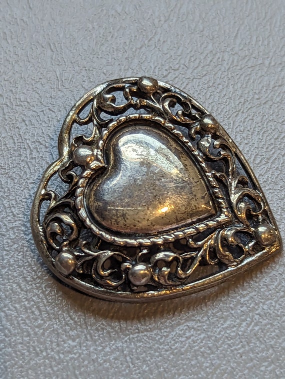 Jewelart Sterling Silver Heart Brooch Pin-Vintage… - image 3