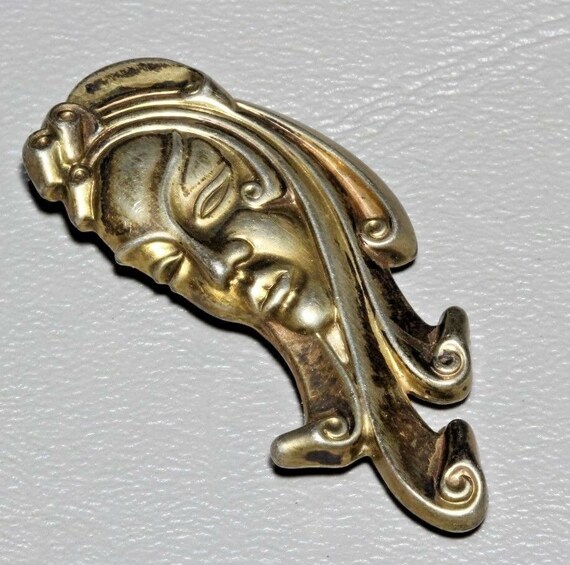 Art Deco 1930s Evans Case Sterling Silver Asian Lady Head Fur Clip