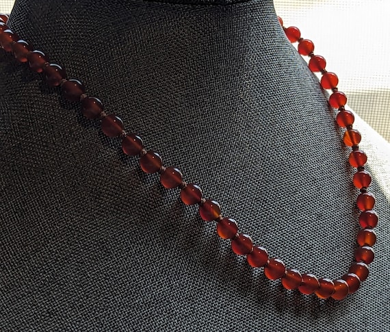 Chinese Carnelian Bead Necklace-Vintage Chinese E… - image 2