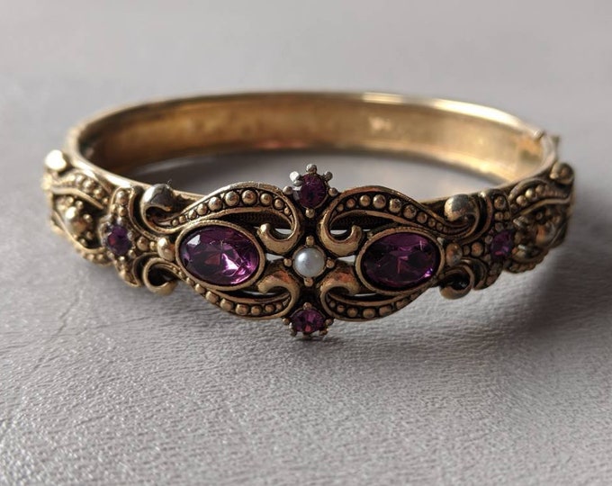 Avon Victorian Revival Queensbury Braceletantiqued Amethyst Glass Faux