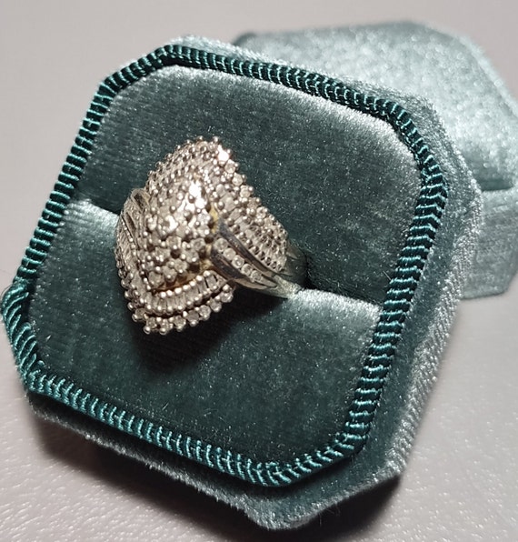 Diamond Cocktail Ring CISS-Designer Signed Fine S… - image 2