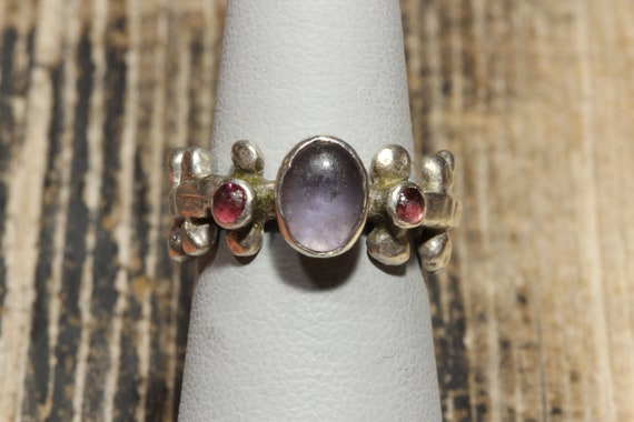 Sterling Silver Amethyst & Garnet Ring, Vintage A… - image 2