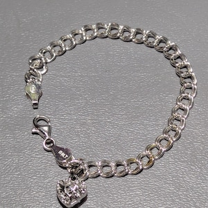 Vintage SU sterlingzilveren bedelarmband met dubbele schakel en hartbedel