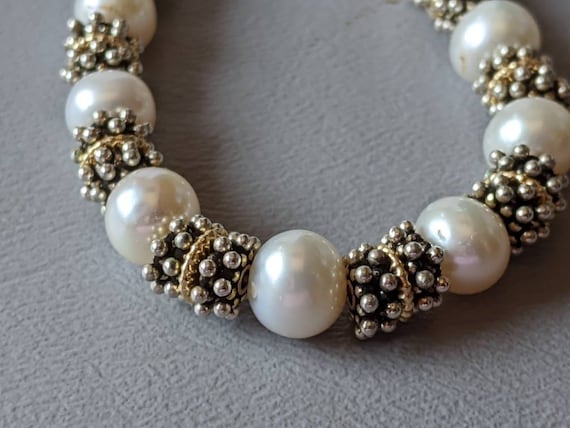 Signed P Pearl Sterling Silver Beaded Necklace-Fi… - image 7