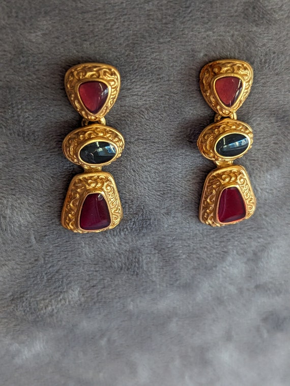 Anne Klein Gripoix Earrings-Vintage Byzantine Etr… - image 6