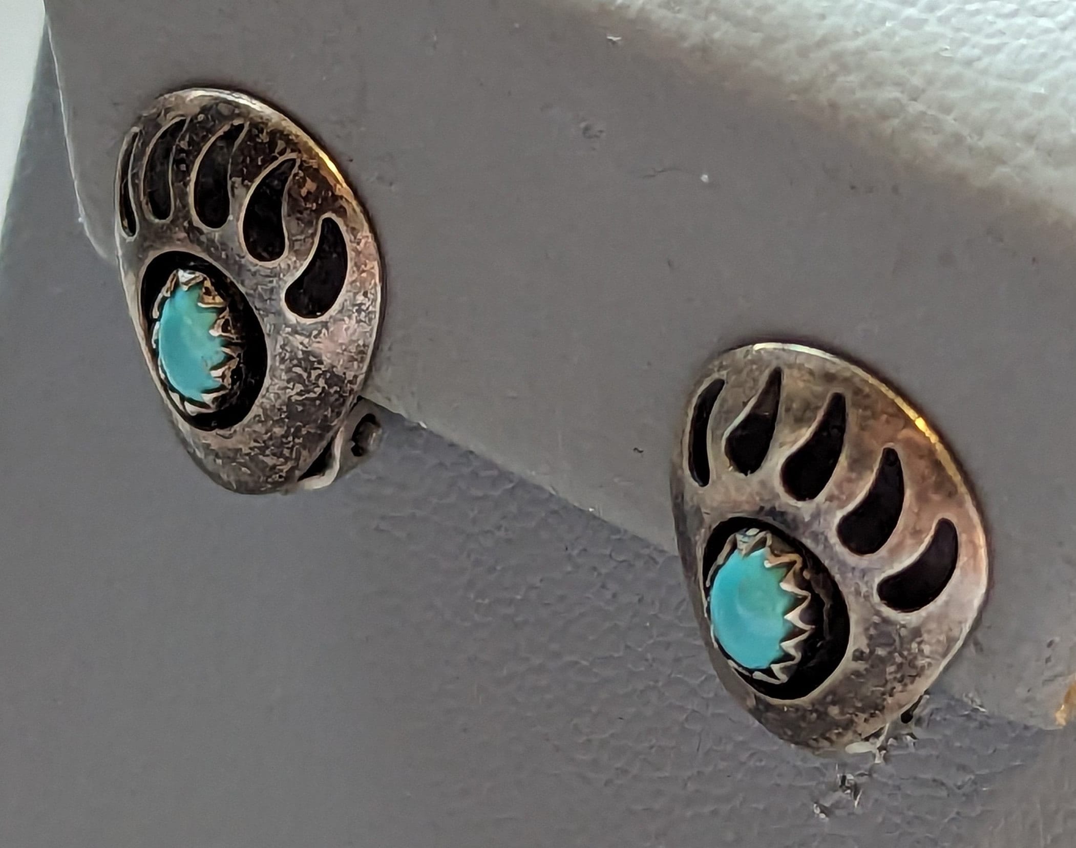 Navajo Bear Claw Earrings-vintage Sterling Silver Turquoise Earrings ...