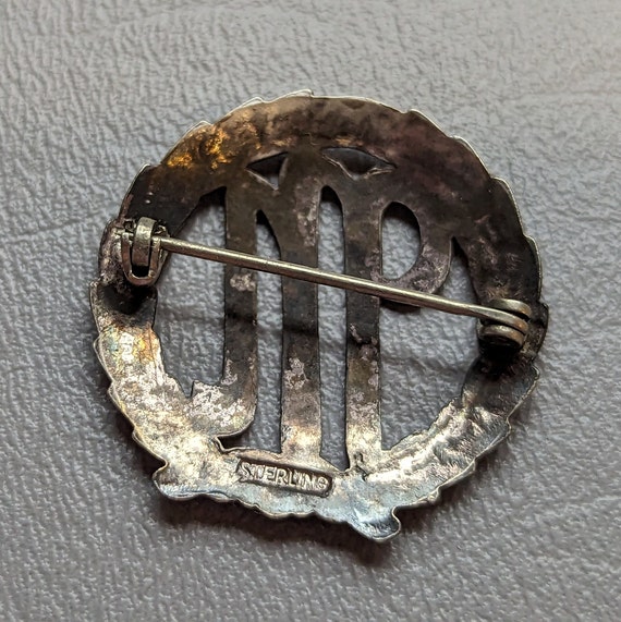 Antique Mourning Pin Sterling Silver Letter M Mon… - image 3