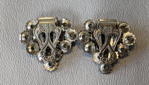 Art Deco Marcasite Silver Dress Clips-Antique 192… - image 5