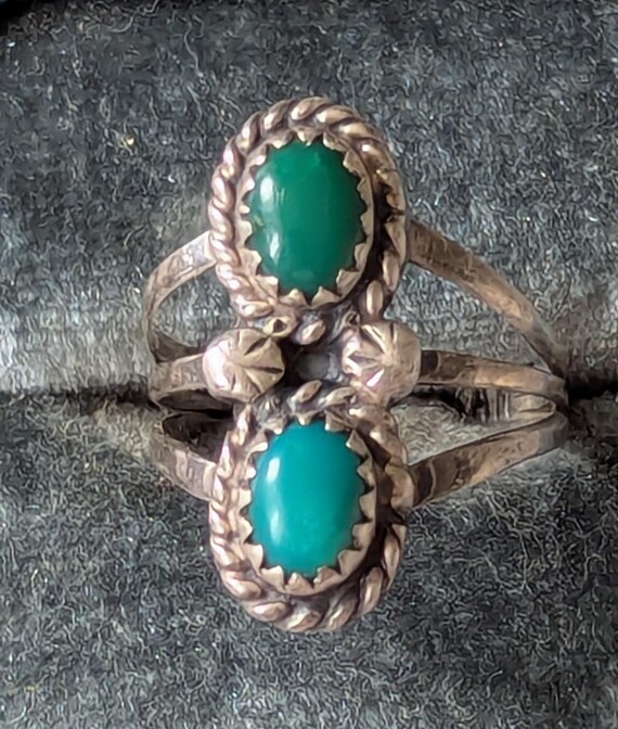 TULLY SAM Navajo Turquoise Sterling Silver Ring Size 5 Vintage