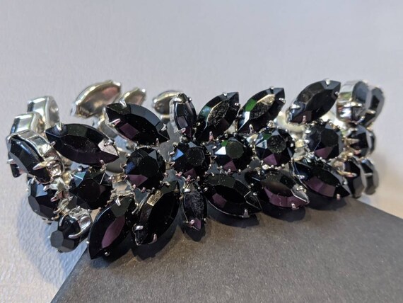 Weiss Black Rhinestone Bracelet-Vintage Mid Centu… - image 4