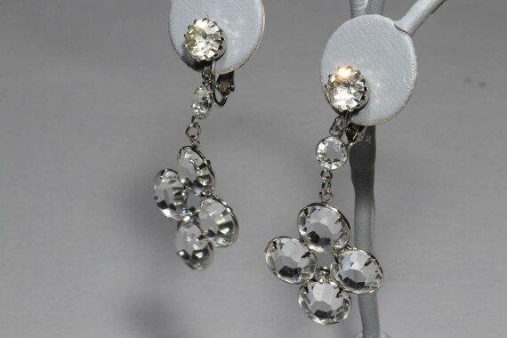 Vintage Crystal Drop Earrings, Chandelier Stateme… - image 3