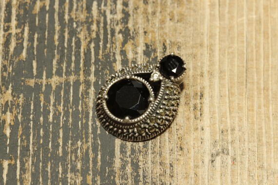 Judith Jack Sterling Silver Pendant Slide Black Onyx Marcasite Etsy etsy