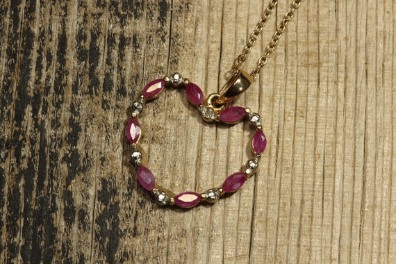 Ross Simons 925 Sterling Silver Gold Plated Ruby … - image 3