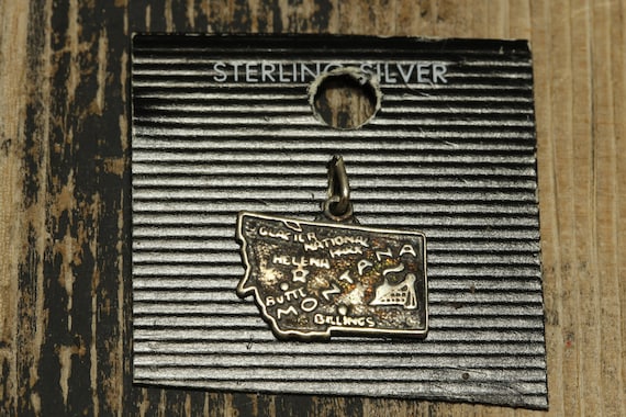 Montana State Charm Antiqued Sterling Silver Montana State Charm Antiqued Sterling Silver