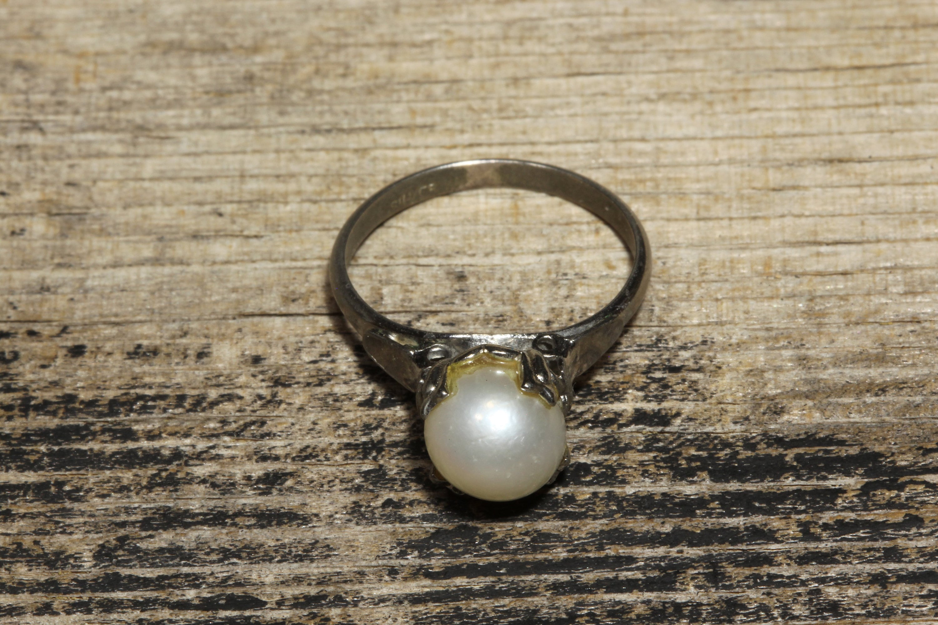 Japanese Akoya Pearl Sterling Silver Ring, Vintage Fine Jewelry