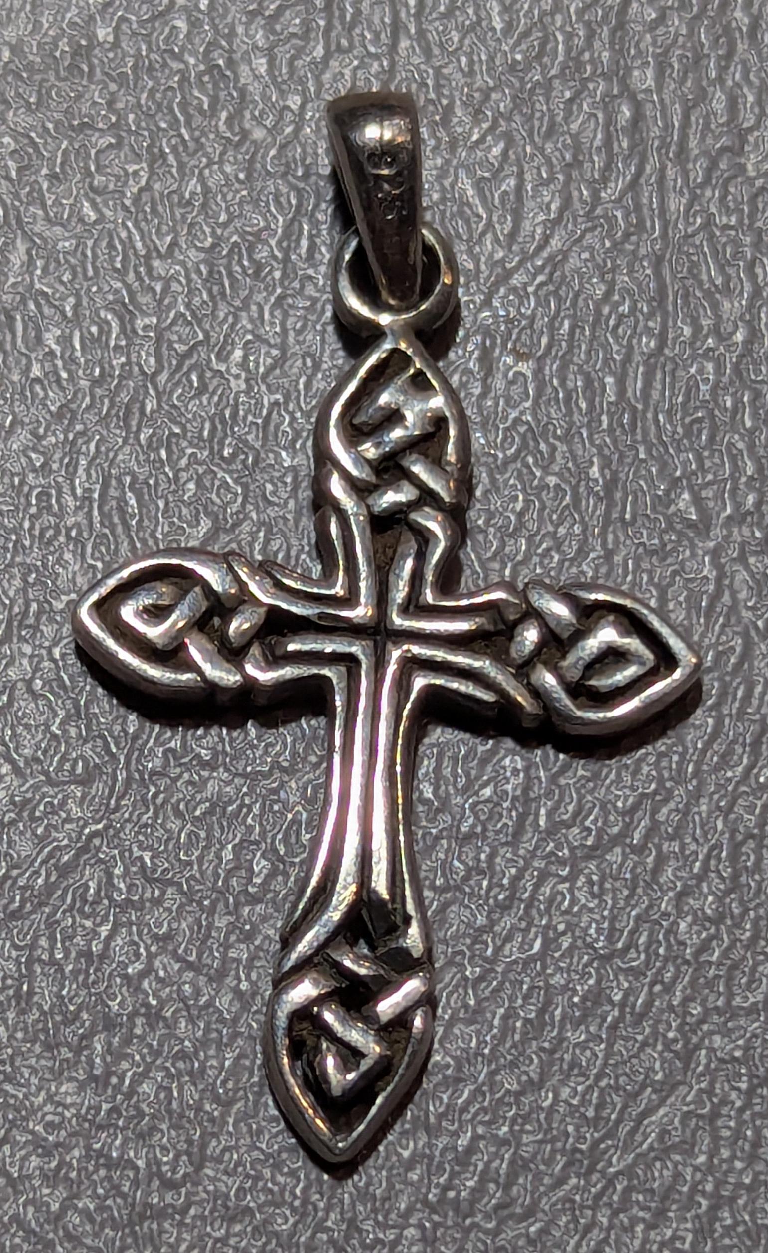 Pendentif Croix Celtique Argenté Avec Pierres Naturelles - Bijou Vintage Rare, Modèle 2812