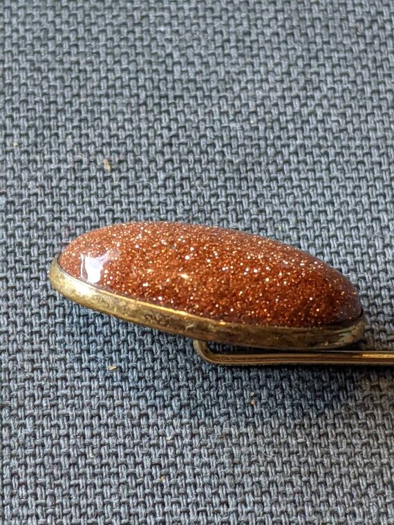 Victorian Goldstone Stick Pin-Antique 1800s Gold … - image 4