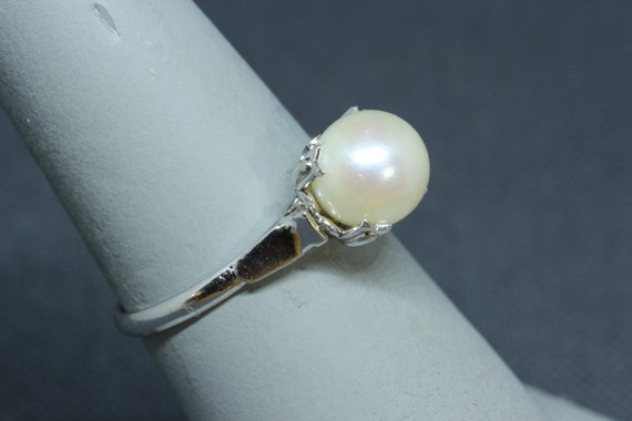 Sterling Silver Akoya Pearl Ring-Vintage Japanese… - image 3