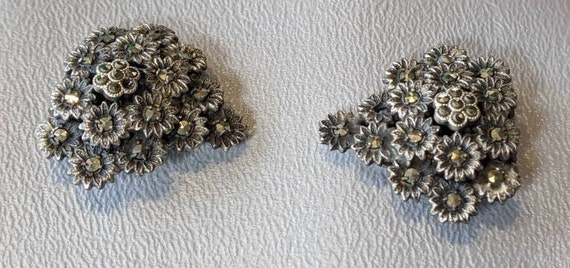 Art Deco Marcasite Silver Dress Clips-Antique 192… - image 3