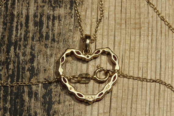 Ross Simons 925 Sterling Silver Gold Plated Ruby Heart Pendant