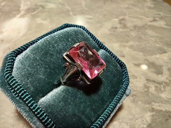 Antique Pink Sapphire Paste Ring-Fine Sterling Si… - image 3