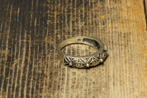 Sterling Silver Signed D Band Ring-Filigree Jewel… - image 6