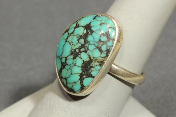 Modernist Turquoise Sterling Silver Ring,925 Fine… - image 2