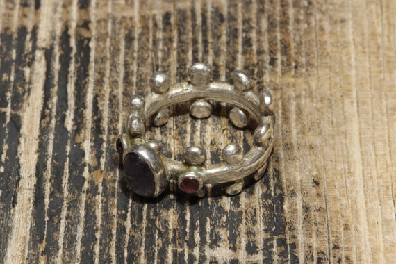 Sterling Silver Amethyst & Garnet Ring, Vintage A… - image 3