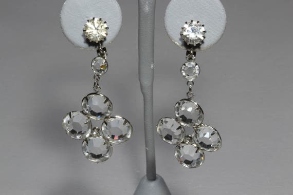 Vintage Crystal Drop Earrings, Chandelier Stateme… - image 1