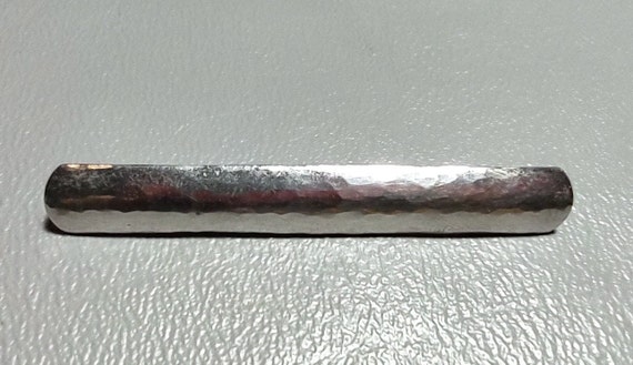 Antique 800 Silver Bar Pin, Hand Hammered Brooch