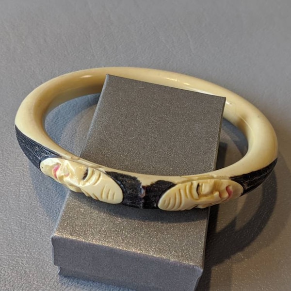 Bracelet En Bakelite Art Déco Années 20-30 - Couleur Jaune Beurré, Occasion, Vintage Français