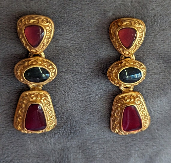 Anne Klein Gripoix Earrings-Vintage Byzantine Etr… - image 1