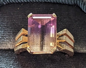 Vintage 14k Gold Ametrine Cocktail Ring - 1980s Gemstone Jewelry