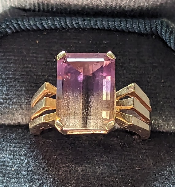 Ametrine 14k God Ring- Large Gemstone Cocktail Rin