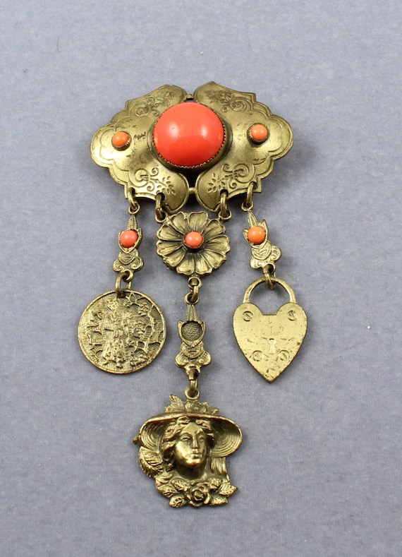 victorian brooch pin dangle Gem