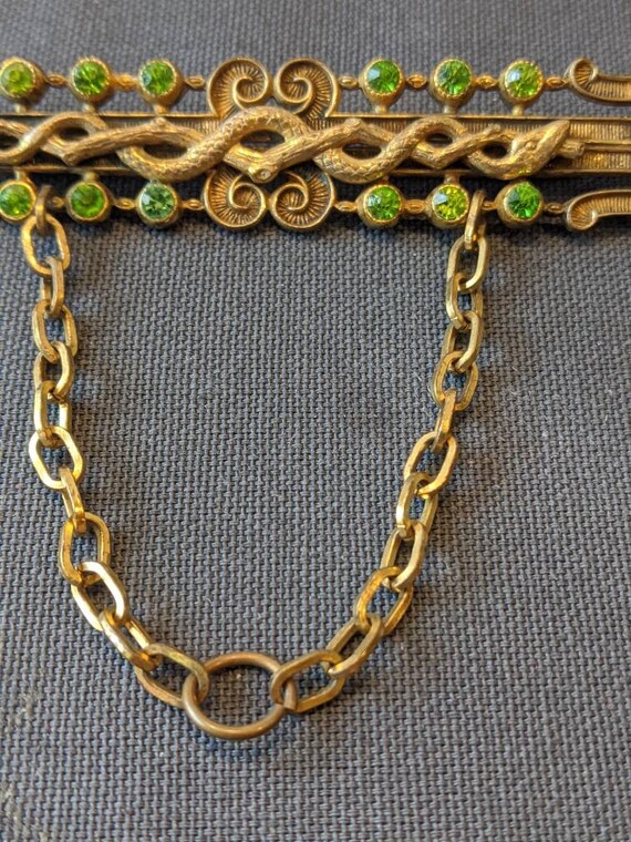 Victorian Snake Serpents Gold Filled Peridot Past… - image 4