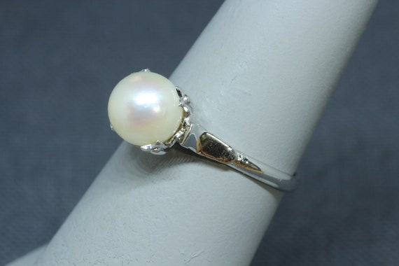 Sterling Silver Akoya Pearl Ring-Vintage Japanese… - image 2