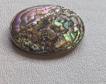 Sterling Silver Abalone Shell Modernist Brooch Pin-Vintage Mid Century Signed G Silver