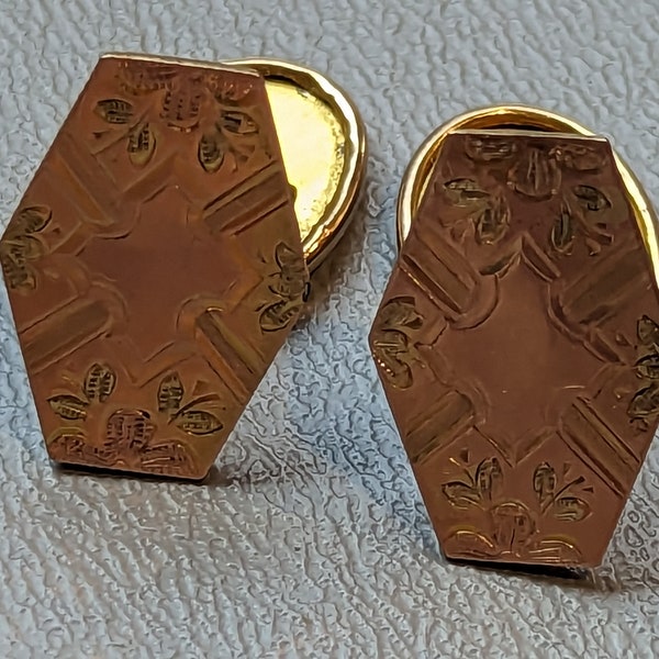 Antique Gold Filled Cufflinks-Victorian S & C Etched Cufflinks-Men's Fine Jewelry-Wedding Jewelry